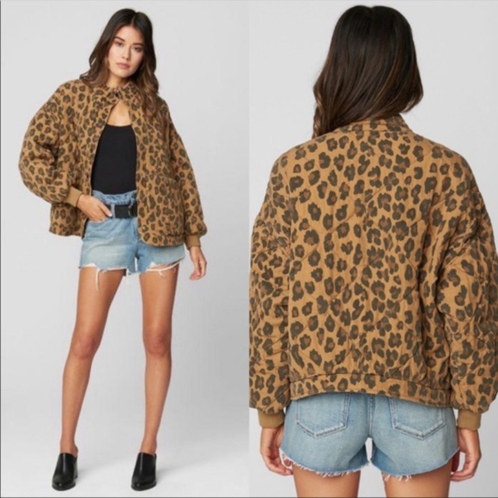 Blank NYC Leopard Quilted Bomber Jacket